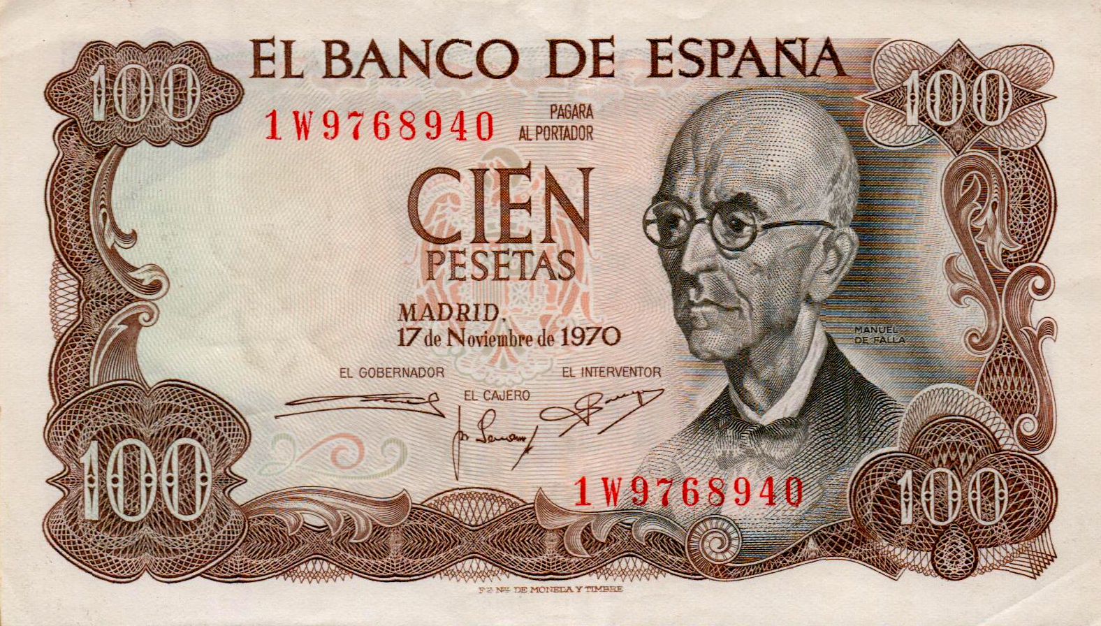 Spain 100 1970 XF+ P-152